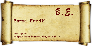 Barsi Ernő névjegykártya